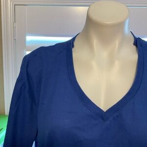 Elegant Royal Blue V-Neck Long Sleeve Top